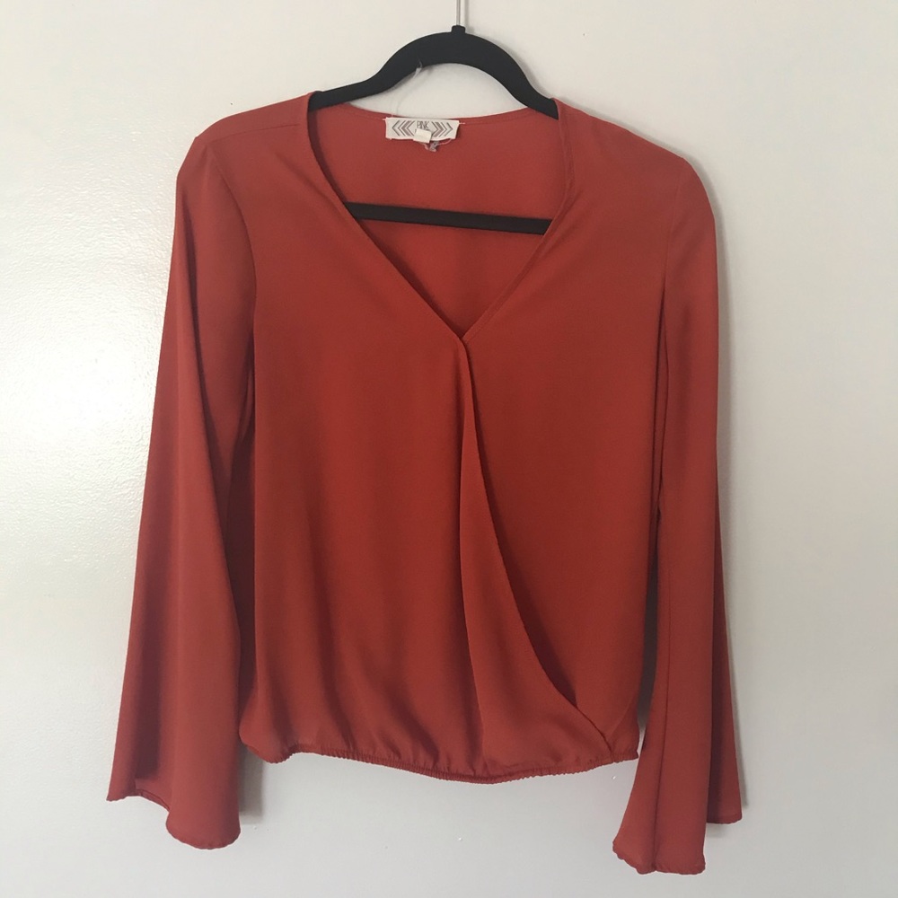 Orange wide sleeve top